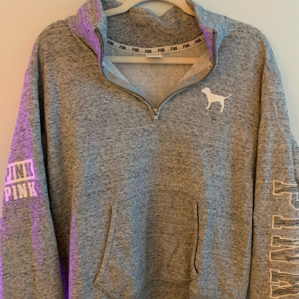 PINK gray quarter zip-up